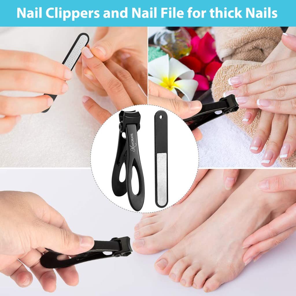 MAYCREATE Nail Cutter for Thick Nails with 180 Degree Wide Jaw and Ergonomic Handle | 3 PCS Stainless Steel Set for Men and Women