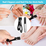 MAYCREATE Nail Cutter for Thick Nails with 180 Degree Wide Jaw and Ergonomic Handle | 3 PCS Stainless Steel Set for Men and Women