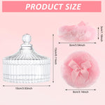 MAYCREATE Baby Powder Puff Set for Gentle Baby Care with Glass Holder and 2 Soft Plush Pads