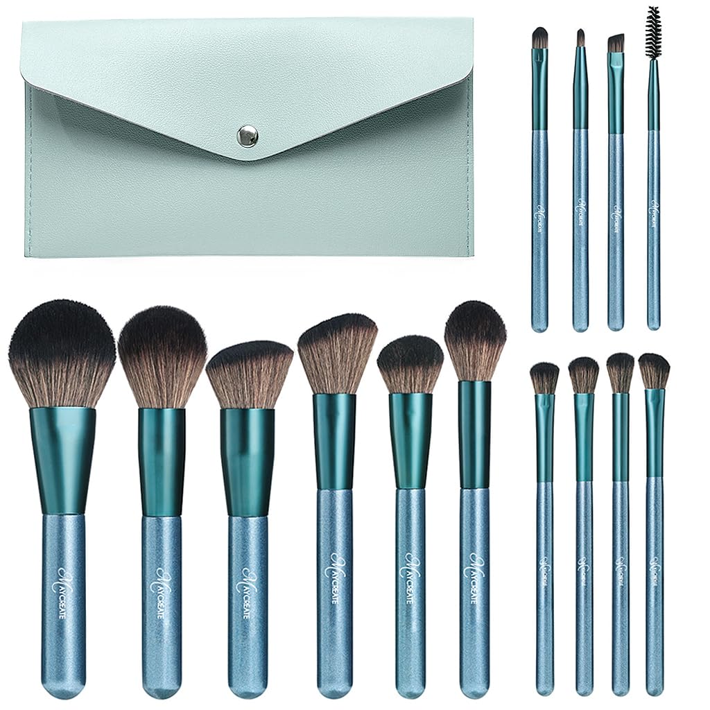 MAYCREATE® Makeup Brush Set Professional 14 Pcs Premium Make Up Blushes Set with Foundation Brush and Pouch Soft Bristles Brush Sets in Makeup for Beginners Makeup Artists Students