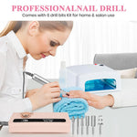MAYCREATE Nail Drill Kit for Manicure with 6 Bits and 6 Sanding Rings | USB Rechargeable 3600mAh