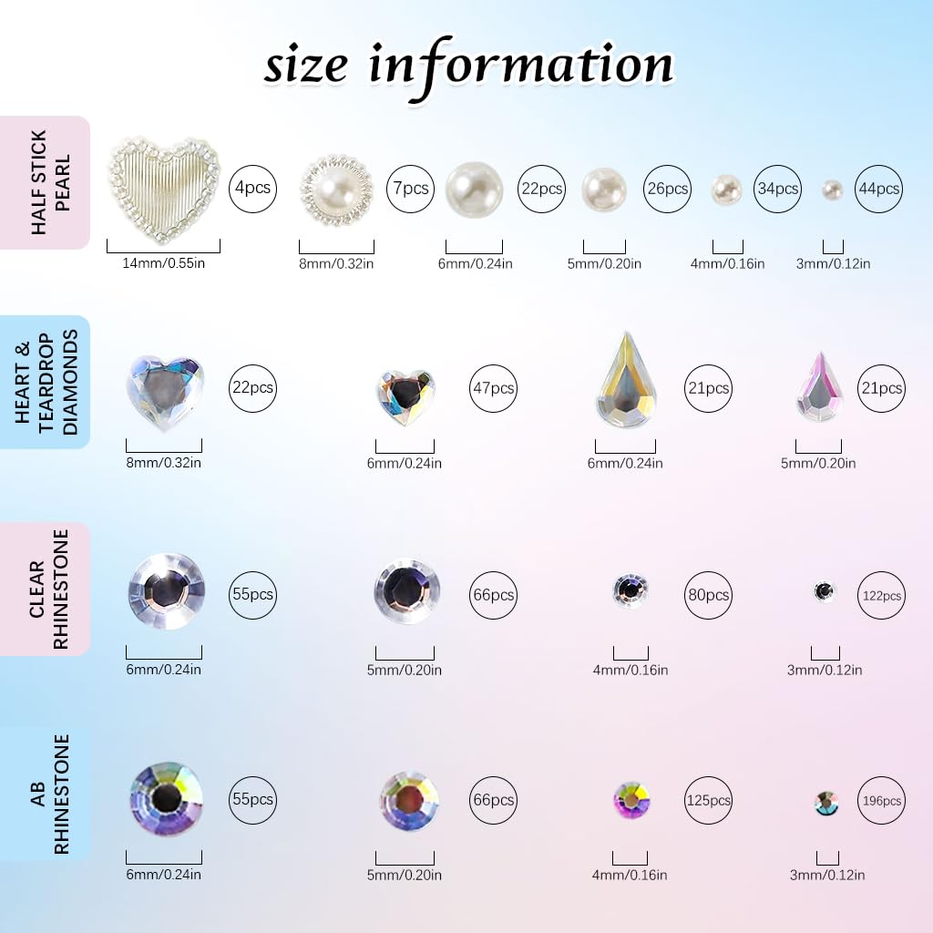 MAYCREATE Face Gems Rhinestones for Makeup 1013pcs with Self Adhesive Jewels Kit | Pearls and Crystal Stickers for DIY Crafts