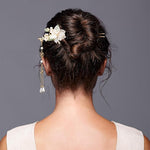 MAYCREATE Hair Accessories Set for Elegant Updos featuring 5 Camellia Pearl Pins | Alloy Design