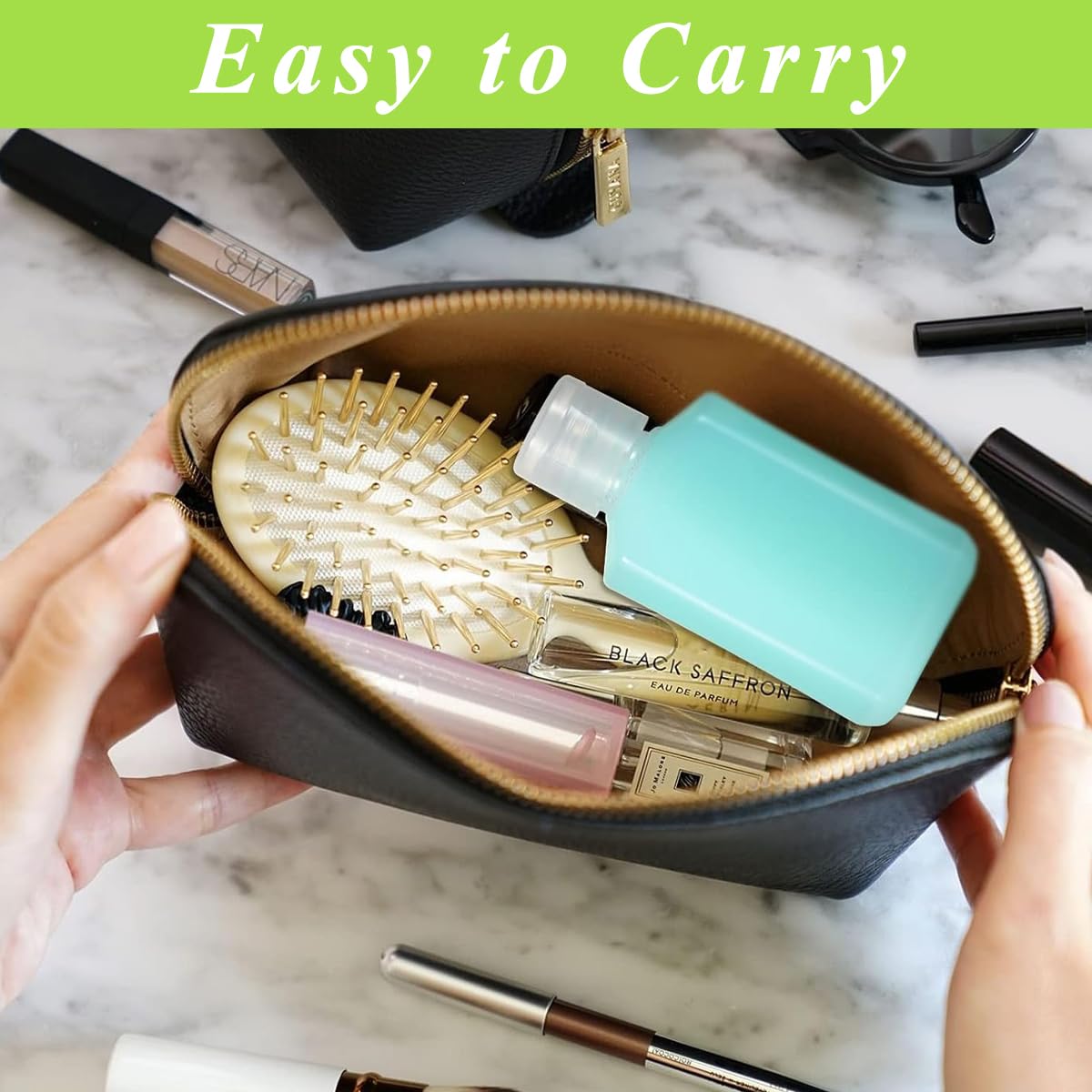 MAYCREATE Travel Bottle Kit for Toiletries with Dual Function Lids and 4×100ml Leakproof Bottles