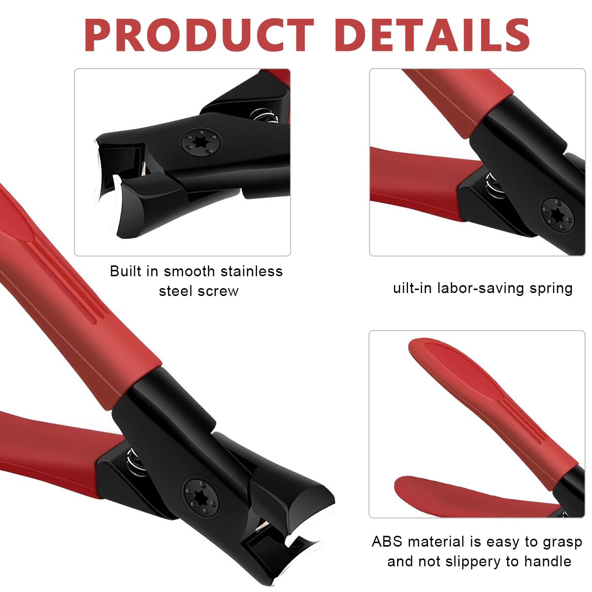 MAYCREATE Thick Nail Clipper for Tough Nails with 9×5.3 cm Long Handle and Anti‑Splash Design | Stainless Steel Cutter for Adults and Seniors