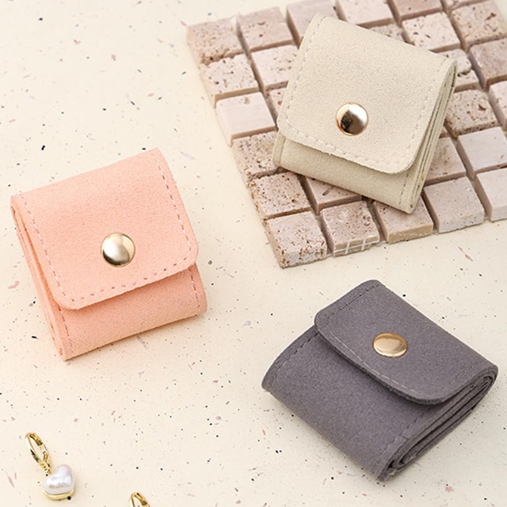 MAYCREATE Mini Travel Jewelry Bag for Trips with Snap Button Closure and PU Material | 3 Piece Organizer Set