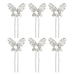 MAYCREATE® 6Pcs Hair Accessories for Woman Silver Butterfly Hair Pins for Hair Styling Rhinestone Pearl Headpieces Bridal Wedding Headwear For Women Girls
