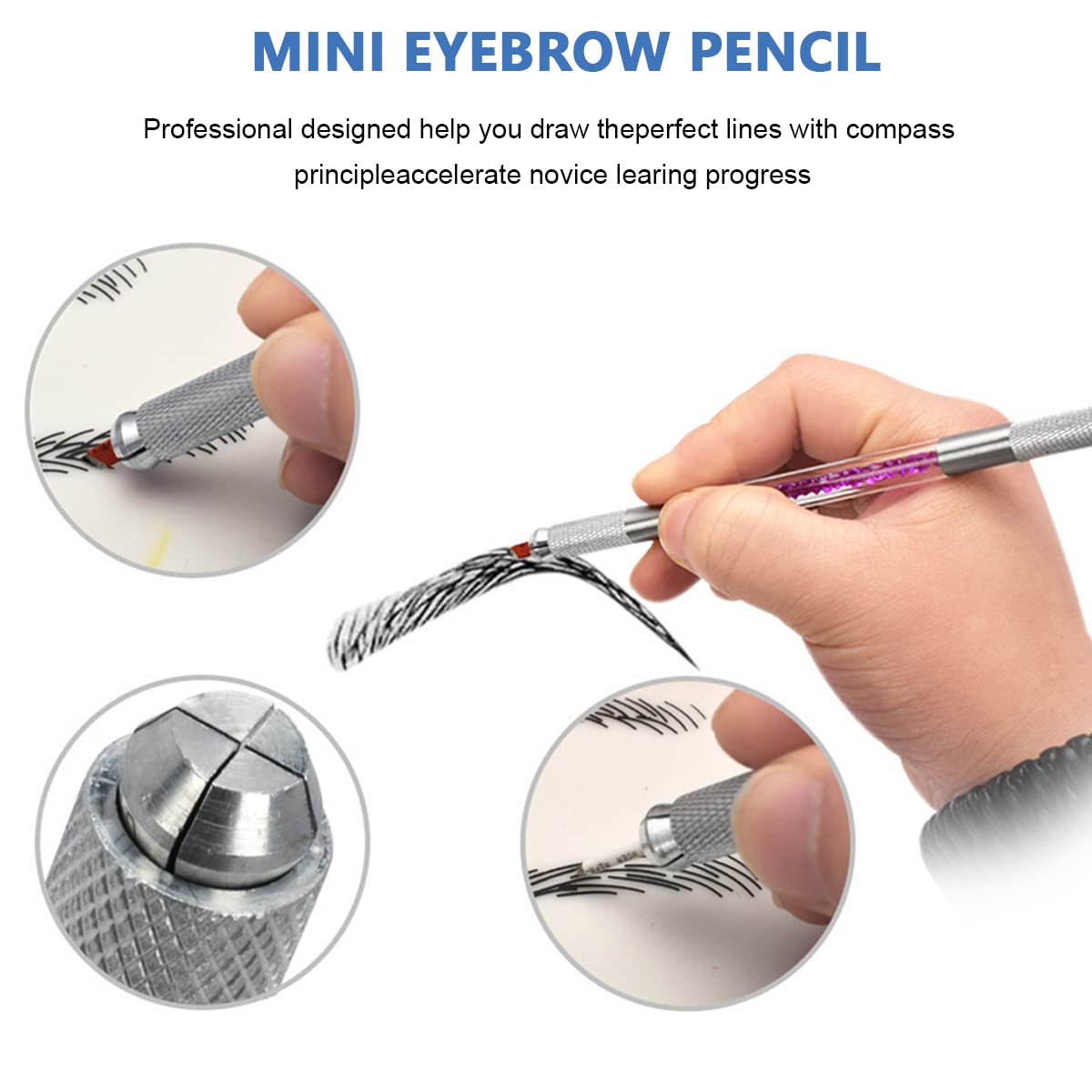 MAYCREATE Microblading Kit for Eyebrow Practice with 30 Pin Needles and Lock Pin Pen | Black Ink