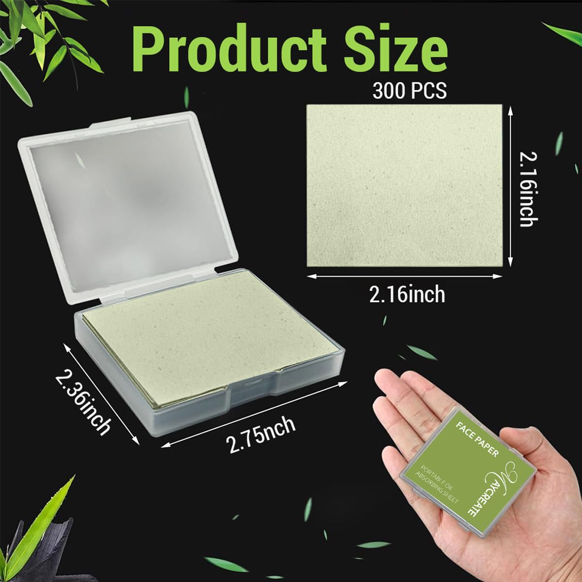 MAYCREATE Oil Blotting Paper for Oily Skin with Dual-Action Linen Fibers 300pcs | Portable Case
