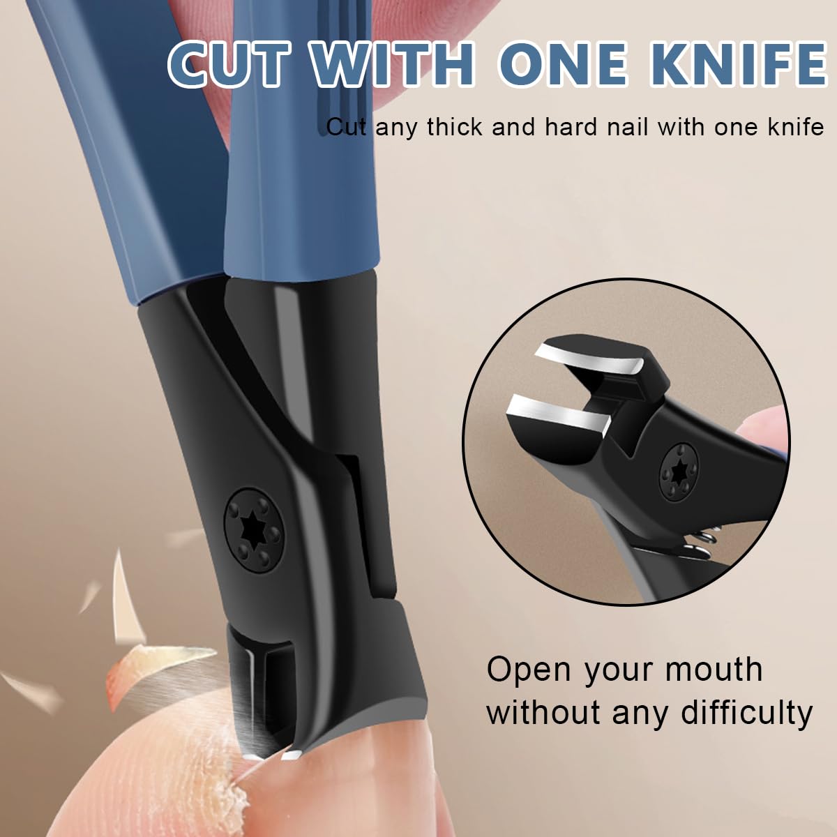 MAYCREATE Nail Clipper for Thick Toenails with Anti Splash Design and Long Handle 9×5.3 cm | Stainless Steel 3 PCS for Adults and Seniors