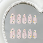 MAYCREATE Press On Nail Set for Everyday Wear with 24Pcs Almond Sizes and Adhesive Tabs | Pink Floral Resin Design