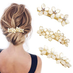 MAYCREATE Floral Hair Clips Set for Women with Opal Embellishment and Metal Barrettes | 3Pcs
