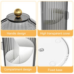 MAYCREATE Makeup Brush Holder for Vanity with 360° Rotatable 3 Grid Design | Grey Plastic Organizer 12.2×27 cm