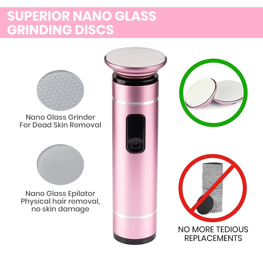 MAYCREATE Electric Foot File for Smooth Feet with 2 Speed Modes and Nano Glass Head | USB Rechargeable 800mAh Pedicure Tool