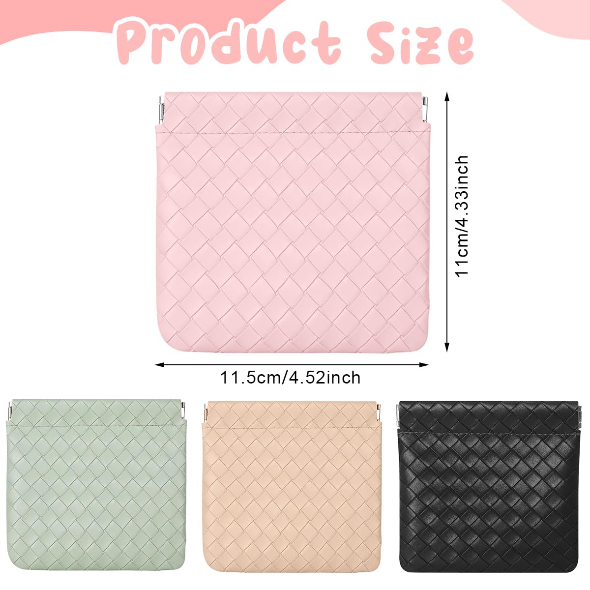 MAYCREATE Small Makeup Pouch for Travel with Self‑Closing Design and PU Leather | 4pcs 4.7x4.5in Organizer for Women