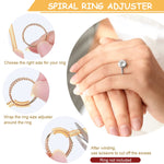 MAYCREATE Ring Size Adjuster for Loose Rings with 4pcs 10cm Spiral Cord and EVA Regulators | Includes 8 Transparent Clips and Measuring Tool