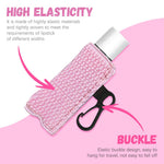 MAYCREATE Lipstick Holder Keychain Sleeves with Quick Release Buckle 2.6 x 6 cm Black & Pink for Women