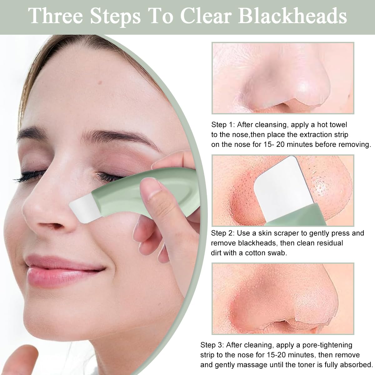 MAYCREATE Blackhead Removal Tool for Deep Facial Cleansing with Stainless Steel Scraper | Silicone Handle for Men and Women