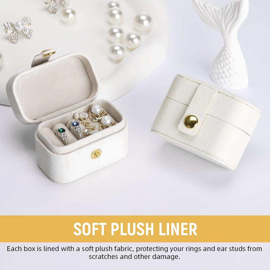 MAYCREATE Ring Box Travel Jewelry Organizer with 4 Slots and Soft Plush Liner for Rings