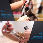 MAYCREATE Hair Cutting Scissors Kit for Professionals with 6.7 in Blades and Screw Tension | 9 Pcs Stainless Steel Set for Men and Women