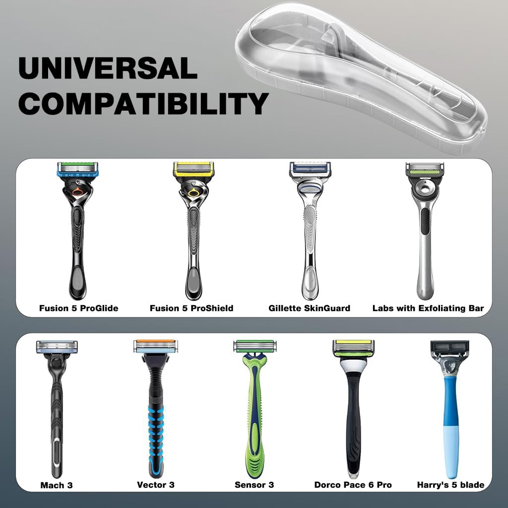 MAYCREATE Razor Storage Case for Travel with Ventilated Flip-up Lid | Clear Universal Fit Box