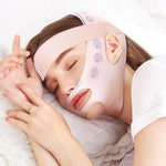 MAYCREATE Double Chin Reducer for Jawline Lifting and Firming with Adjustable Strap | Pink Face Mask for Anti Wrinkle Care