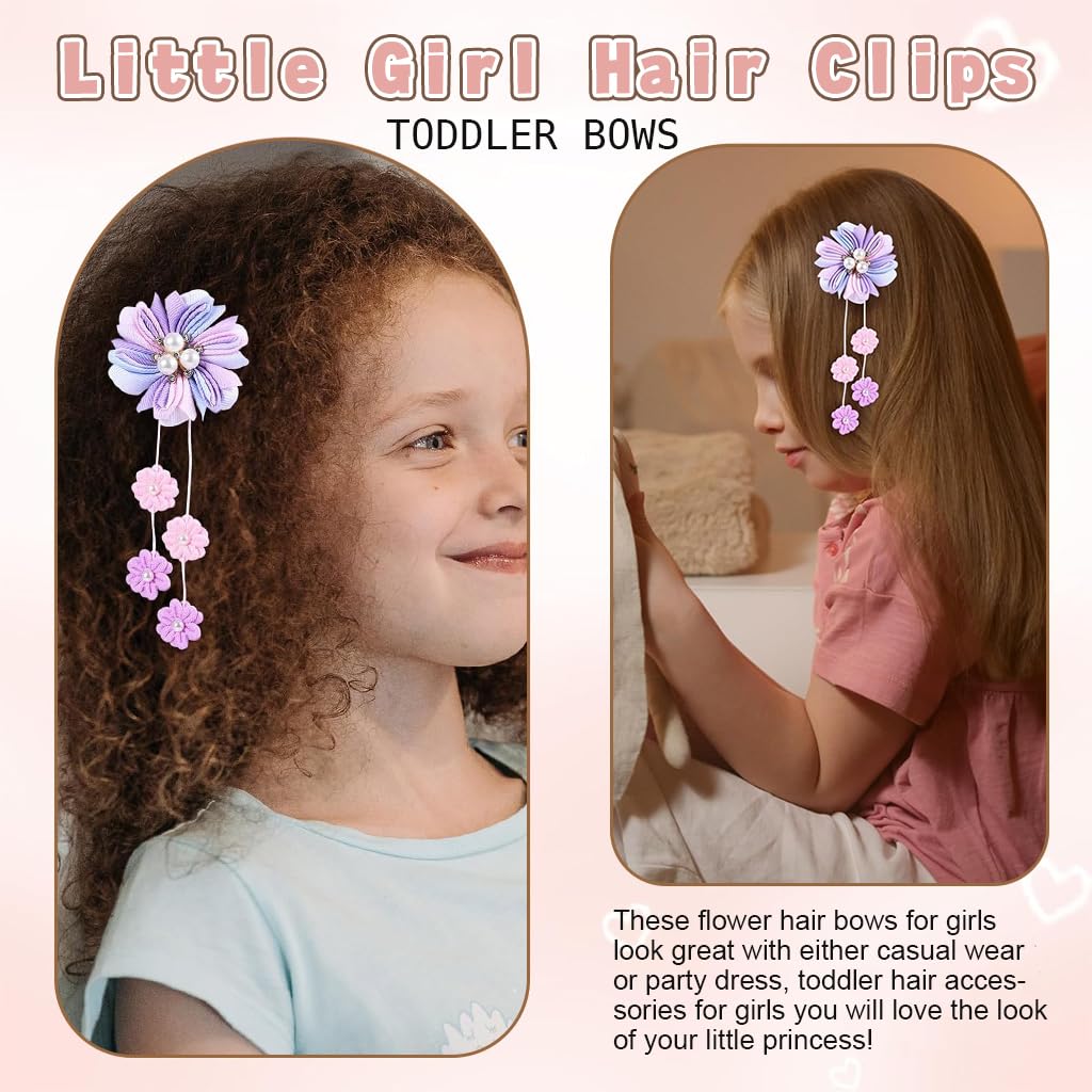 MAYCREATE Hair Bows for Girls 12PCS featuring Alligator Clips and Purple Flower Design | Cute Accessories for Kids and Teens