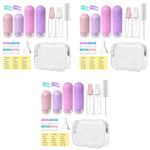 MAYCREATE Travel Bottle Kit for Toiletries with 48 pcs 60 and 90 ml leakproof silicone bottles | TSA compliant reusable set