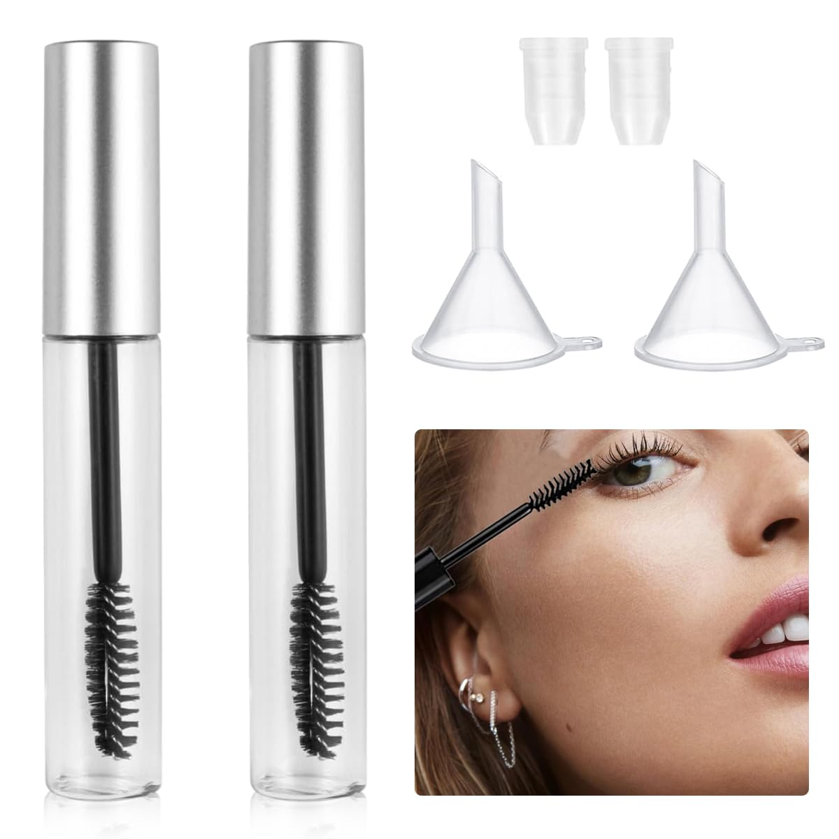 MAYCREATE Empty Mascara Tube for Travel and Home with Funnels and Transfer Pipettes 10ml
