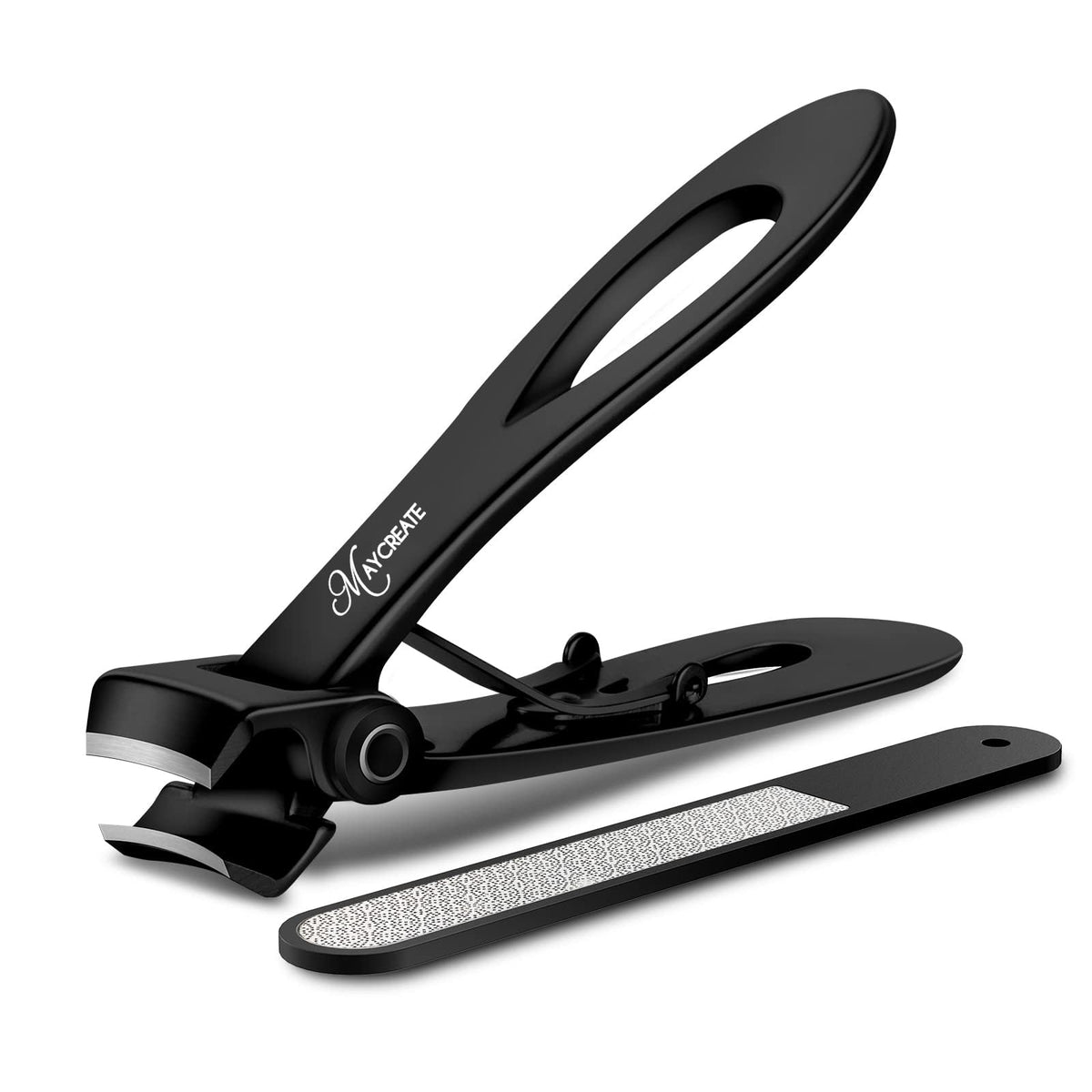 MAYCREATE Nail Clipper for Thick Nails with Anti Splash Design and Rubberized Handle | Stainless Steel Trimmer for Adults