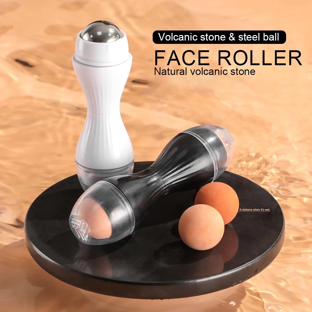 MAYCREATE Oil Absorbing Roller for Oily Skin with Dual Head Volcanic Stones | 2Pcs Reusable Face Tool