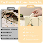 MAYCREATE Jewelry Organizer Pouch for Travel with 4 Compartments and Snap Closure | Beige PU Case