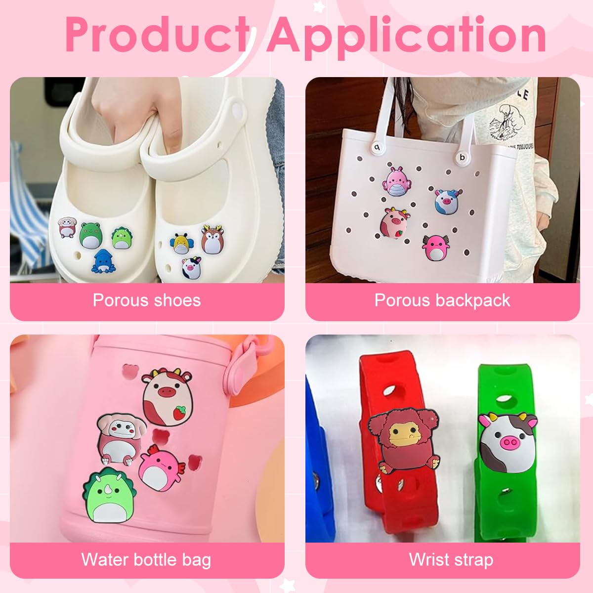 MAYCREATE Shoe Charms for Croc Style Shoes featuring Silver Bear Theme and Faux Pearls for Girls and Women