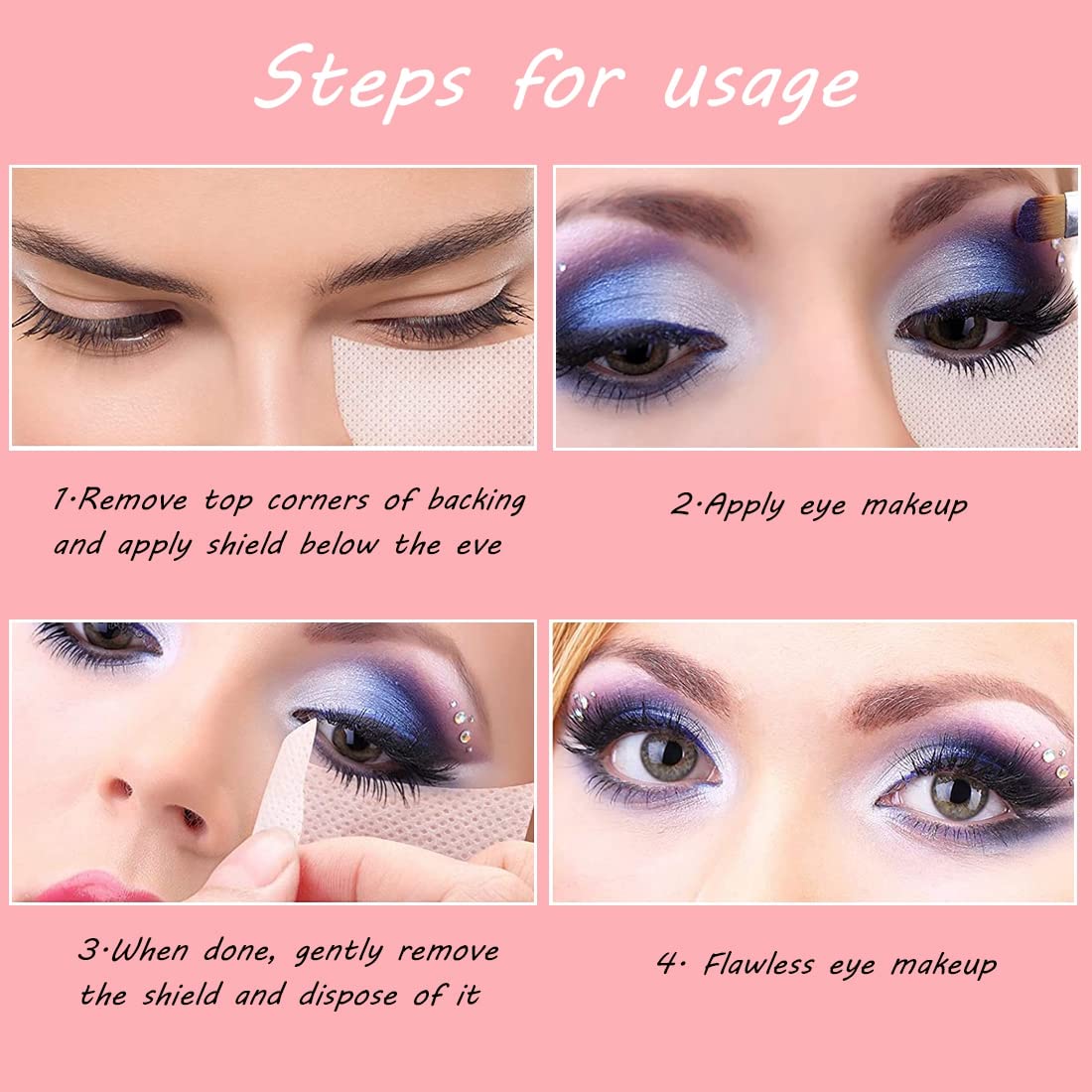 MAYCREATE Eyeshadow Shields for Under Eye Protection with Half Moon Shape 100 Pcs | Lint Free Pads for Makeup and Eyelash Extensions
