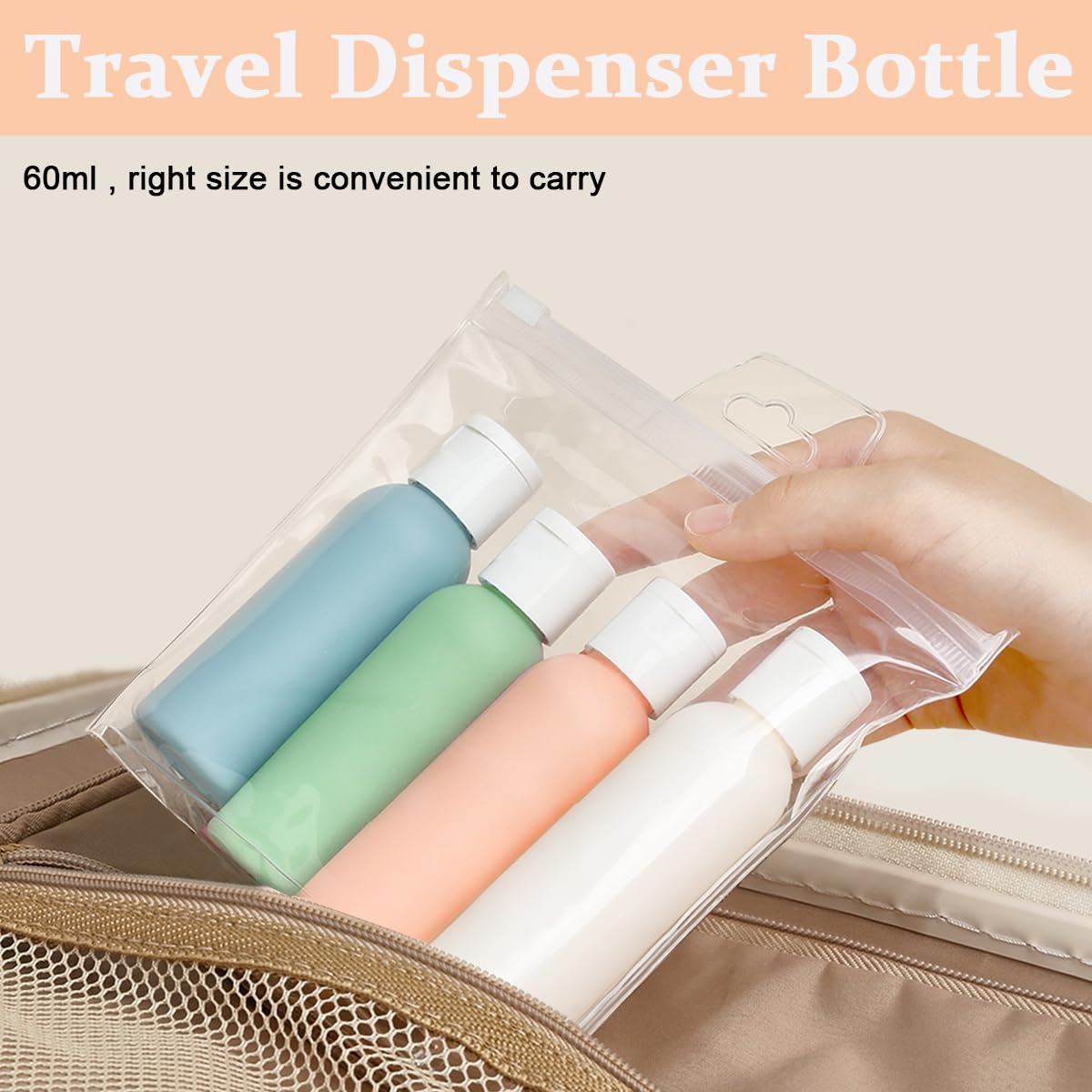 MAYCREATE Travel Bottles for Toiletries with Leak Proof Flip Lid 4pcs 60 ml Soft PE Set