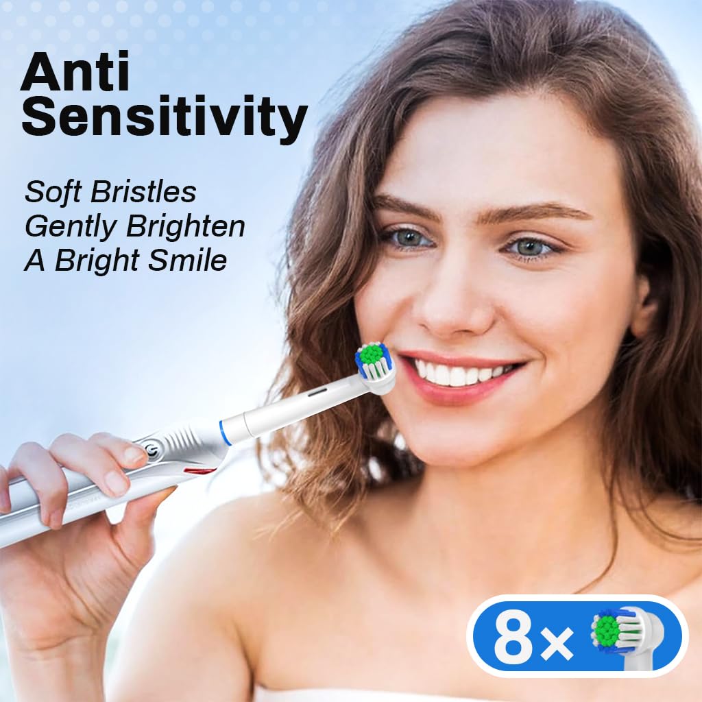 MAYCREATE Electric Toothbrush Replacement Heads for Oral B Braun with Soft Dupont Bristles Pack of 8 | Gentle Deep Cleaning Performance
