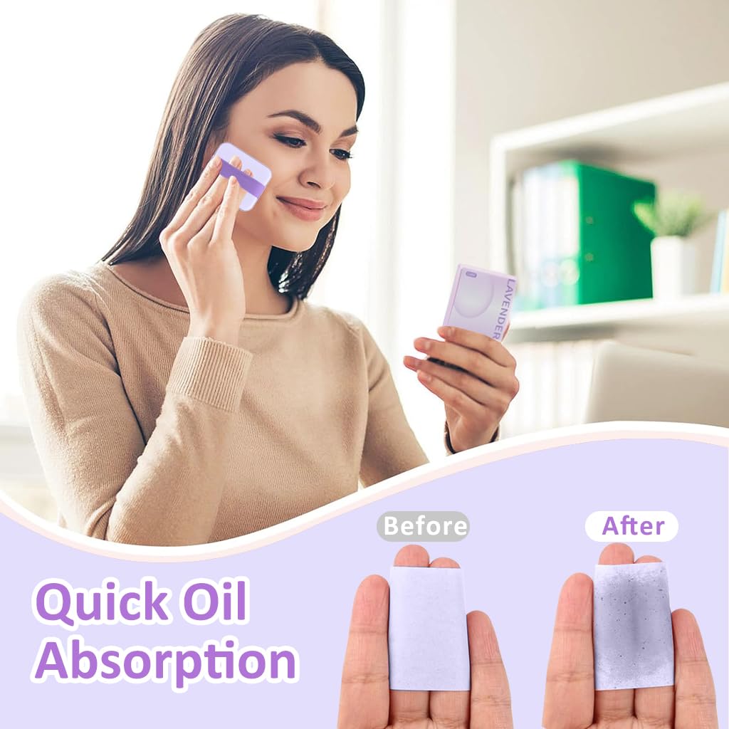 MAYCREATE Face Blotting Paper for Oily Skin with Mirror and Puff Pad | 200pcs Natural Linen Sheets