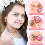 MAYCREATE Clip On Earrings for Girls featuring 6 Pairs Resin Unicorn Heart Designs | Non Pierced Jewelry Set
