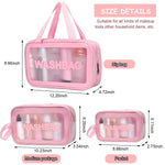MAYCREATE Makeup Pouch Set for Travel with Reinforced Handle and Waterproof Design | 3 Pcs Pink Toiletry Organizer