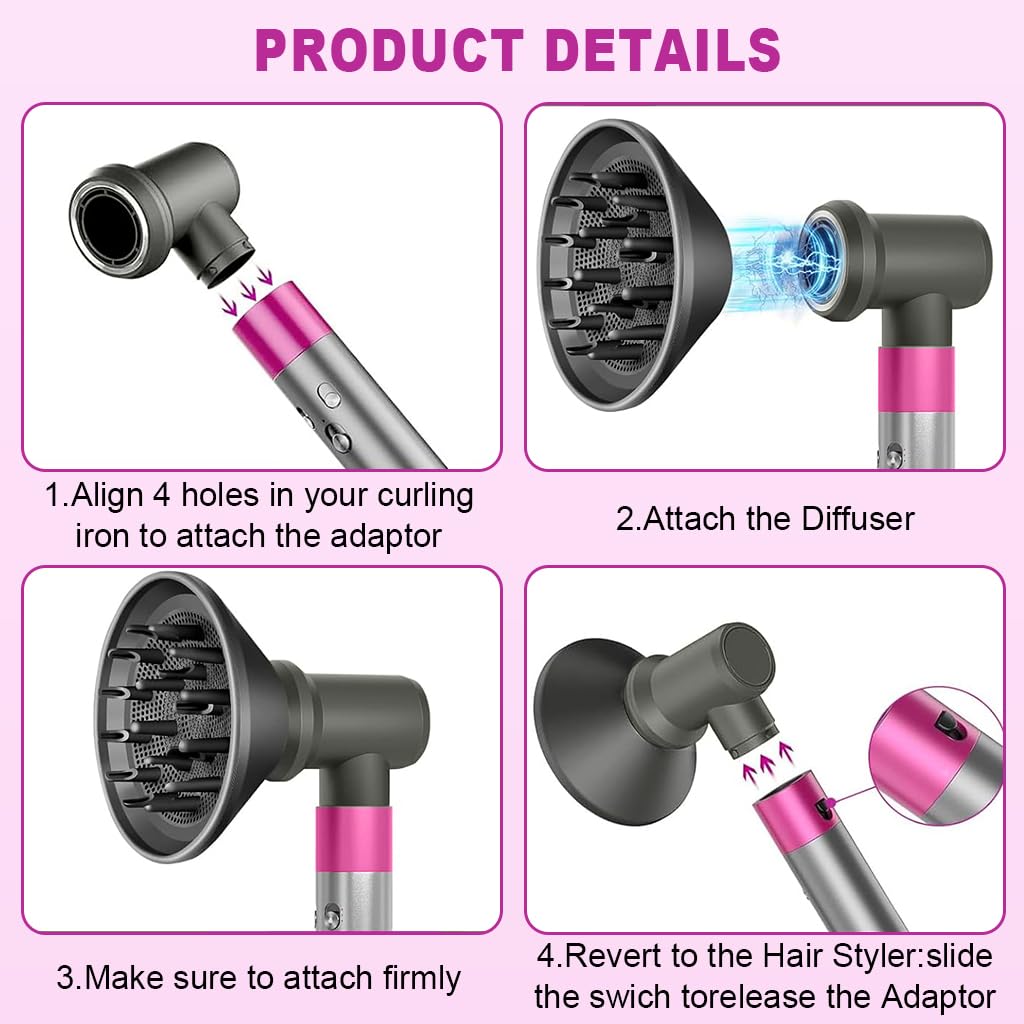 MAYCREATE Adaptor for Dyson Airwrap Attachments featuring Heat‑Resistant Right Angle Design | Converts HS01 HS03 HS05 HS08 Styler to Hair Dryer