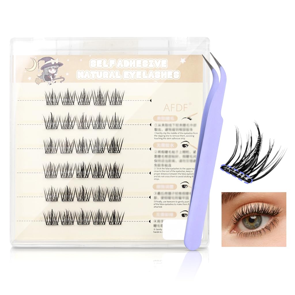 MAYCREATE Eyelash Clusters for Quick DIY Lash Extension featuring Pre-Glued Strips 30PCS