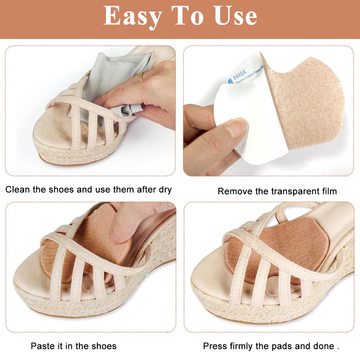 MAYCREATE® 3 Pairs Wool Felt Ball of Foot Cushion Shoe Insoles, Foot Pads for Dancer Sesamoiditis Pads, Self-Adhesive Foot Cushion Pads for Men Women Dancing Pain Relief