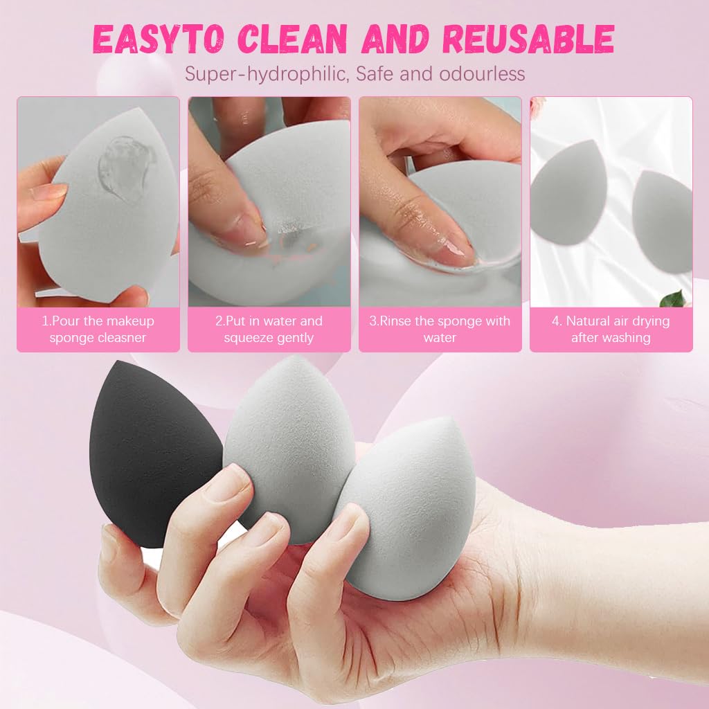 MAYCREATE Powder Puff Set for Makeup with Triangular Blending Pads | 14‑Piece Foundation Kit