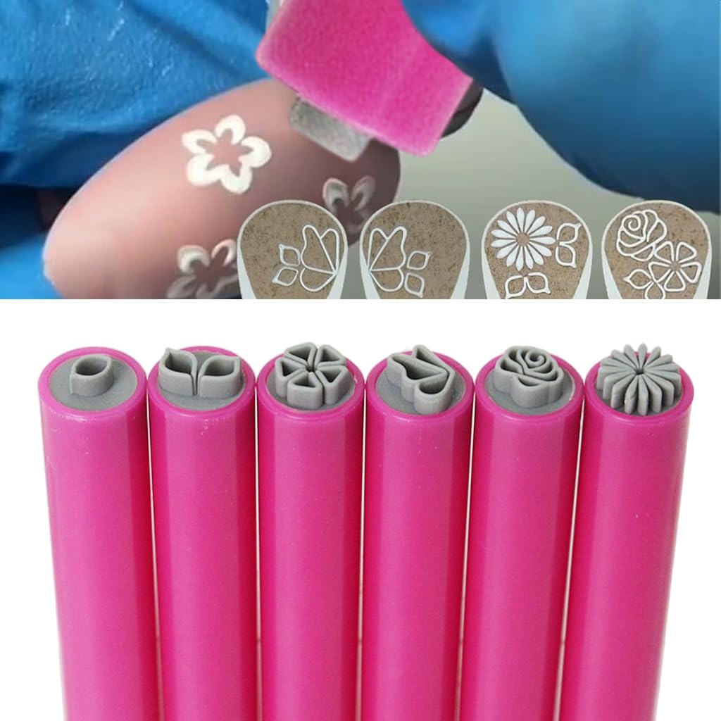 MAYCREATE 6Pcs Nail Art Stamps DIY Nail Decal Floral Charm Stamps Plastic Reuseable Mini Floral Nail Decal Charm Stamp Easy DIY Nail Art Stamping Tools