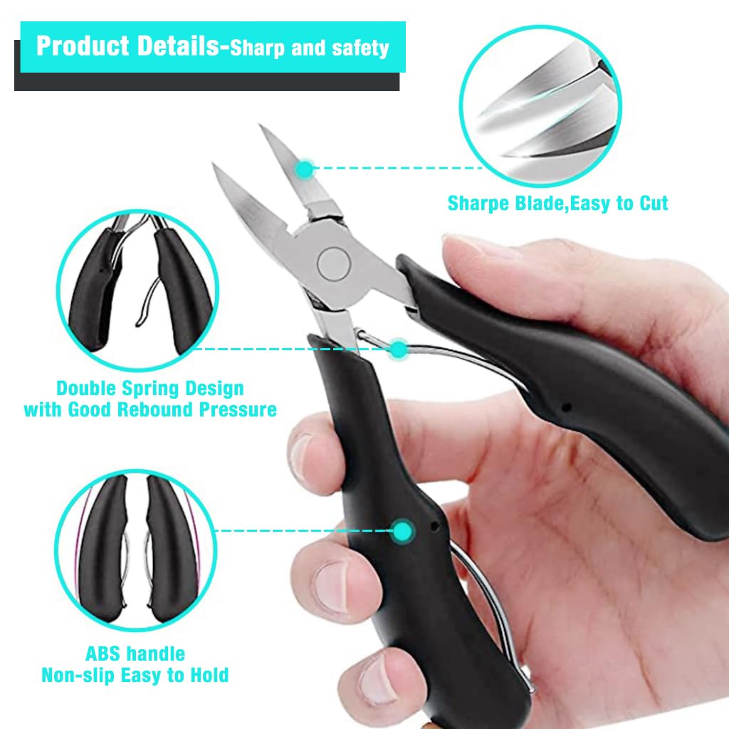 Maycreate Toe Nail Clipper for Ingrown or Thick Toenails with Long Handle and Soft Grip for Seniors