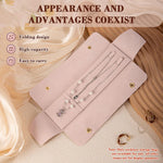 MAYCREATE Jewellery Organiser Pouch for Travel with Snap Closure 22×6.5cm Pink PU | Gift for Women