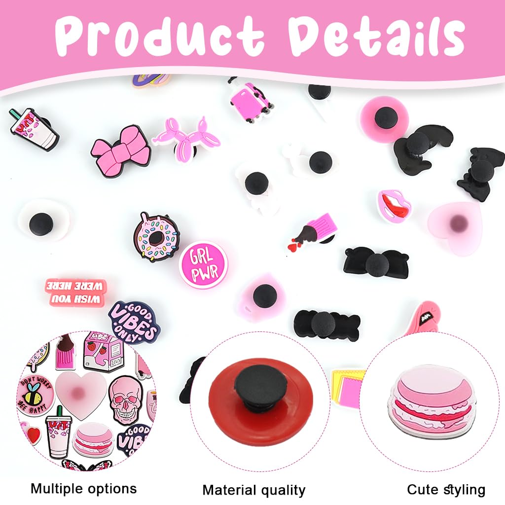 MAYCREATE® 35pcs Pink Shoe Decoration Charms for Bubble Slides Sandals Clogs