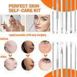 MAYCREATE Blackhead Remover Tools for Acne Care featuring Dual Head Design & Anti Slip Handle | 9PCS Stainless Steel Set