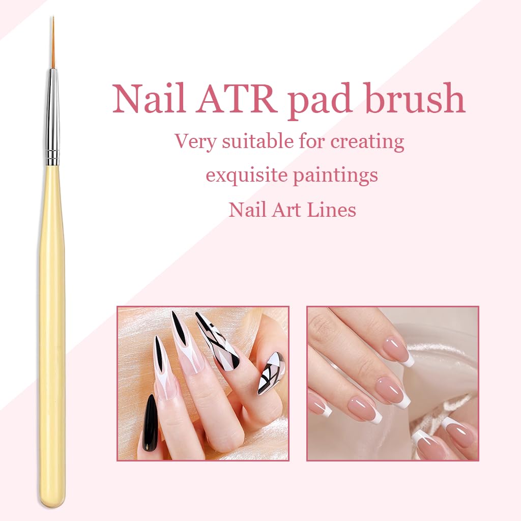 MAYCREATE Nail Art Brush Set for DIY and Salon Use with 6 Pieces & 2‑in‑1 Dotting Tool