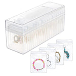 MAYCREATE Jewellery Organisers for Storage and Travel with 20 PVC Pouches and Acrylic Box | Transparent Anti-Tarnish Design